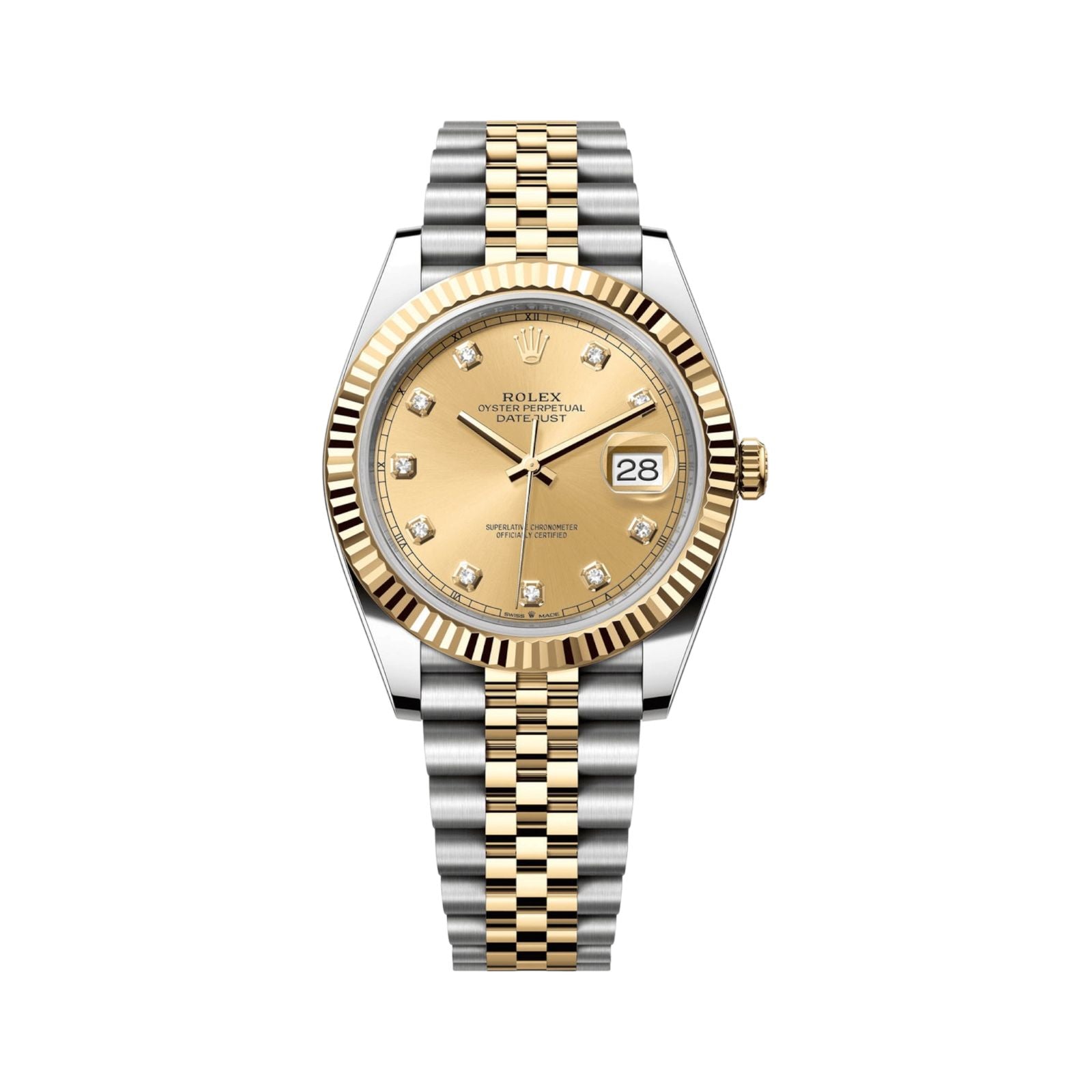 Rolex Datejust 41mm Steel & Yellow Gold Champagne Diamond Dial Jubilee Bracelet
